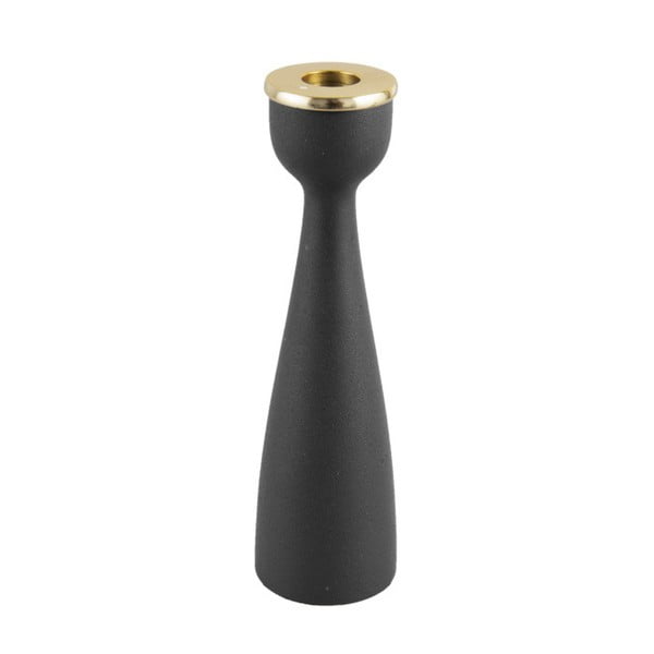 Juodos spalvos žvakidė su aukso spalvos detale PT LIVING Nimble, aukštis 22,5 cm