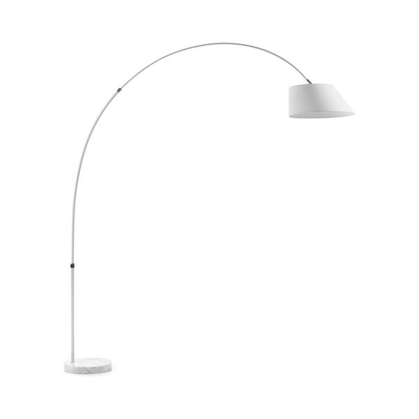 Baltos spalvos pastatomas šviestuvas (aukštis 189 cm) su tekstiliniu gaubtu May – Kave Home