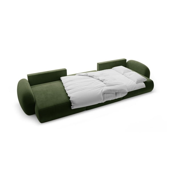 Žalios spalvos iš velveto sulankstoma/su sandėliavimo vieta kampinė sofa („U“ formos) Tonale – Cosmopolitan Design-image-3