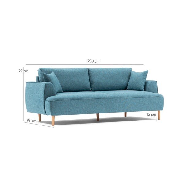 Turkio spalvos mėlyna trijų vietų sofa "Felix-image-1