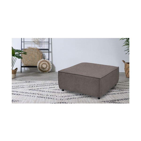 Modulinė taburetė šviesiai rudos spalvos iš kordinio velveto Nihad modular – Bobochic Paris-image-1