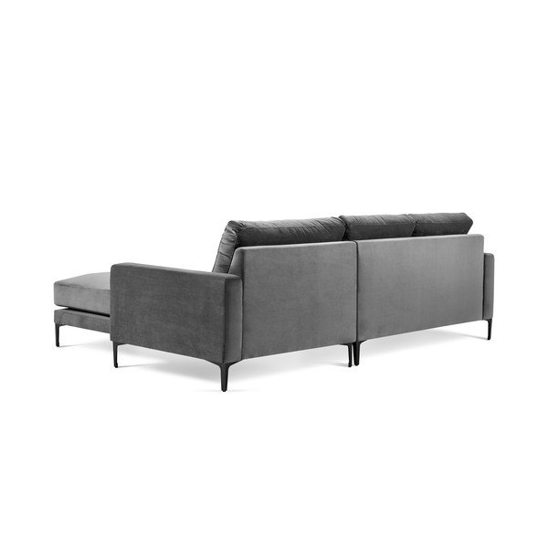 Pilka aksominė kampinė sofa Kooko Home Harmony, kampas dešinėje-image-3