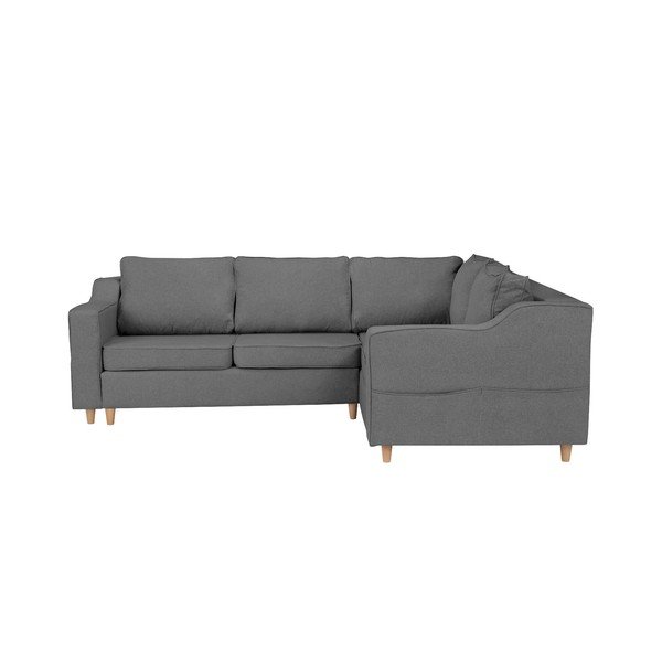 "Mazzini Sofas Jonquille" keturių vietų sofa-lova, pilka, dešinysis kampas-image-1