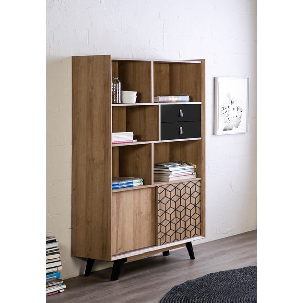 Ąžuolo medienos dekoro knygų spinta Marckeric Ceilan-image-1