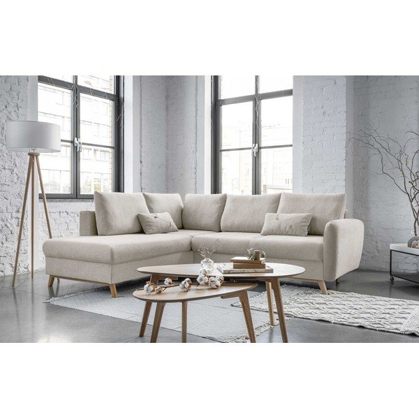 Smėlio spalvos sofa-lova Miuform Scandic Lagom L, kairysis kampas-image-3