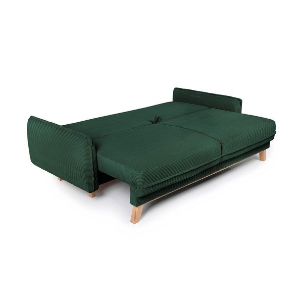 Tamsiai žalios spalvos sulankstoma/su sandėliavimo vieta sofa iš kordinio velveto 218 cm Tori – Bonami Selection-image-4