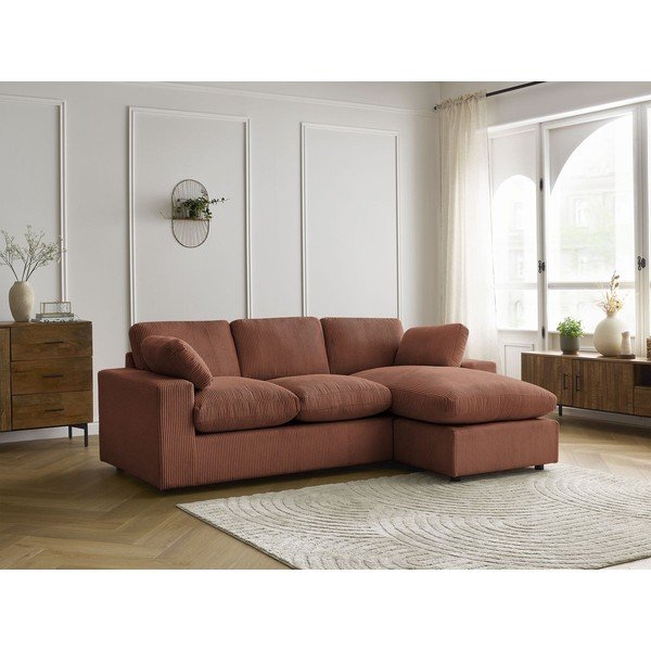 Oranžinės spalvos kampinė sofa iš kordinio velveto Belair – Bobochic Paris-image-1