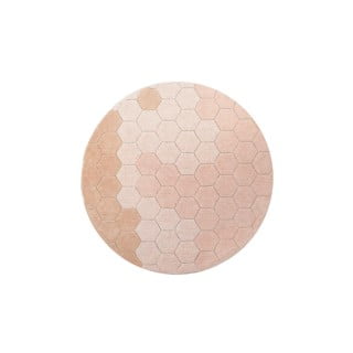 Skalbiamas/rankų darbo iš medvilnės apvalios formos kilimas šviesiai rožinės spalvos ø 140 cm Honeycomb Rose – Lorena Canals