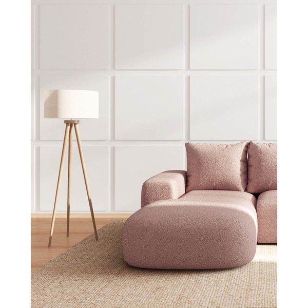 Kampinė sofa šviesiai rožinės spalvos iš boucle (su kairiuoju kampu) Feiro – MESONICA-image-3