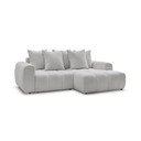 Šviesiai pilkos spalvos sulankstoma/su sandėliavimo vieta kampinė sofa iš boucle (su dešiniuoju kampu/su gultu) Roxelane – Bobochic Paris