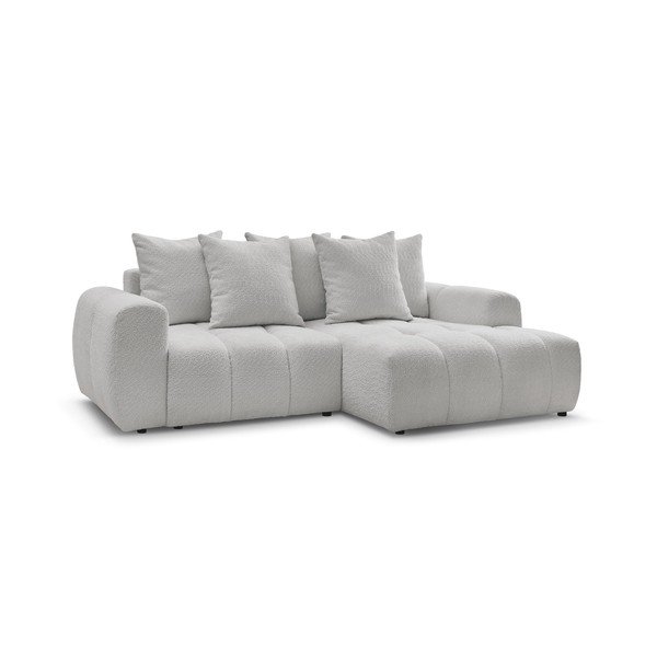 Šviesiai pilkos spalvos sulankstoma/su sandėliavimo vieta kampinė sofa iš boucle (su dešiniuoju kampu/su gultu) Roxelane – Bobochic Paris