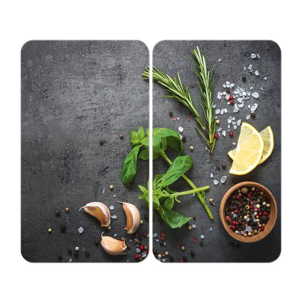 2 pilkų stiklinių dangčių rinkinys, viryklei Wenko Universal Herbs