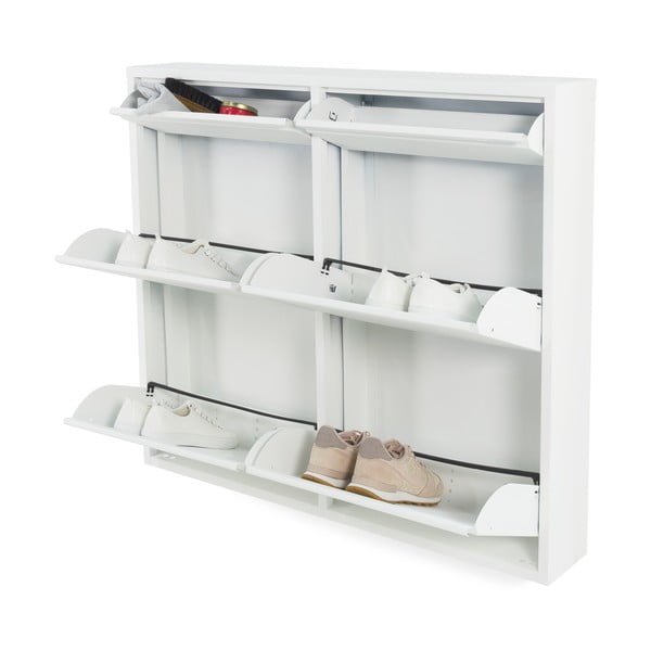 Baltos spalvos iš metalo atlenkiama spintelė batams 98x86x15 cm Billy – Spinder Design-image-2