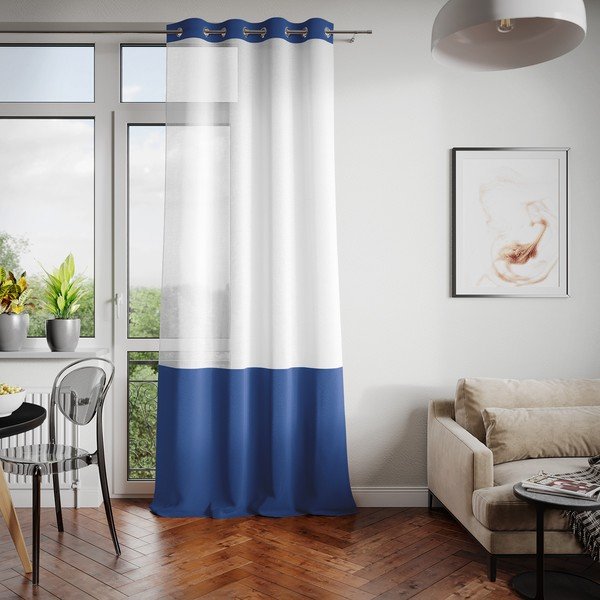 Permatoma užuolaida baltos spalvos/mėlynos spalvos 140x270 cm Irvette Eyelets – AmeliaHome-image-2