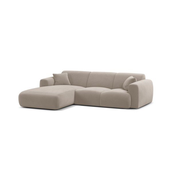 Šviesiai pilkos spalvos modulinė kampinė sofa iš velveto (su kairiuoju kampu/su gultu) Molino – Micadoni 