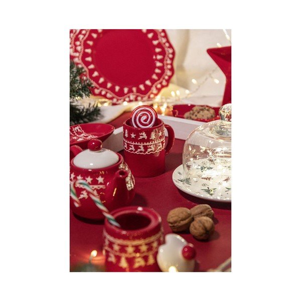 Raudonai baltas kalėdinis keraminis arbatinukas 520 ml Xmas - VDE Tivoli 1996-image-4