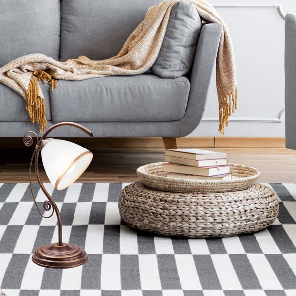 Stalinis šviestuvas baltos spalvos/rudos spalvos (aukštis 39 cm) su stiklo gaubtu Retro Ii – LAMKUR-image-1