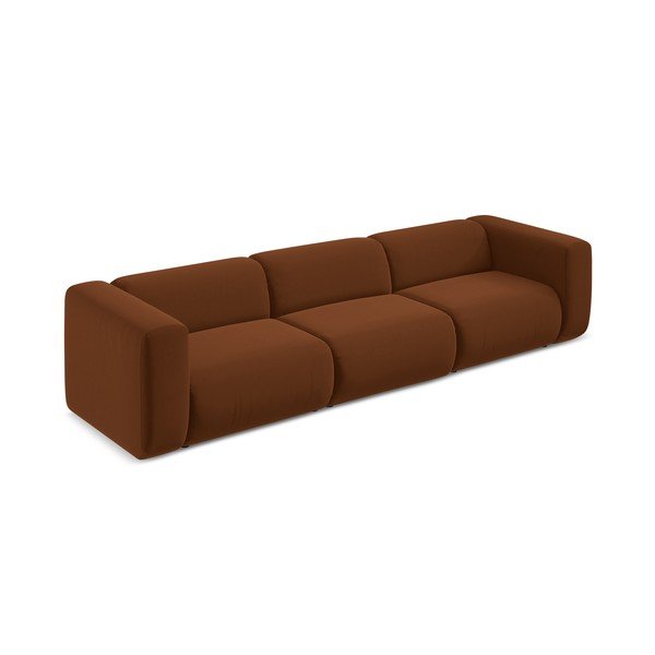 Oranžinės spalvos/rudos spalvos iš velveto sofa 319 cm Ekahi – Makamii-image-4