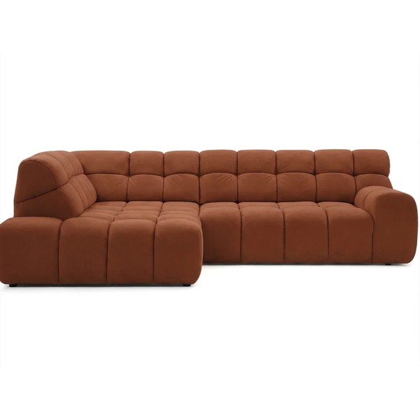 Oranžinės spalvos sulankstoma/ar elektrisko sēdekļa regulēšanu kampinė sofa (su kairiuoju kampu/„L“ formos) Andre – Bobochic Paris