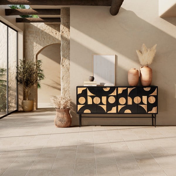 Juodos spalvos iš mango masyvo šoninė spintelė 175x90x40 cm Navya – MOME-image-1