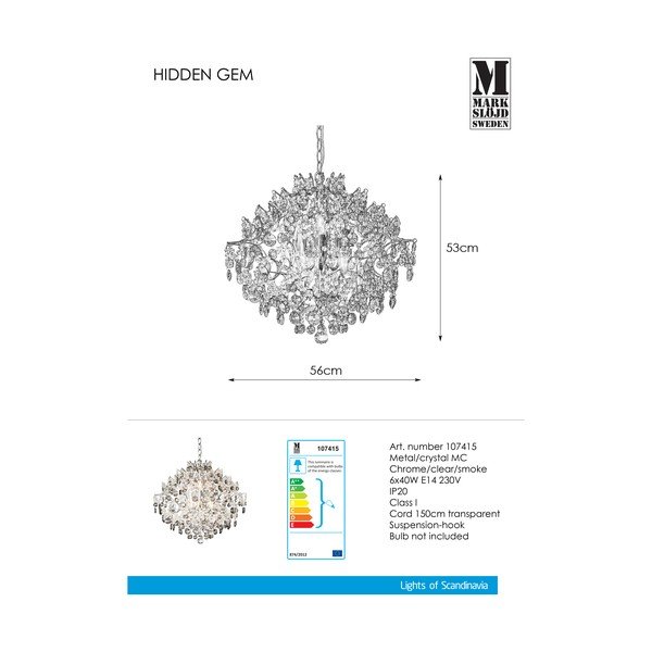 Chromuotas pakabinamas šviestuvas Markslöjd Hidden, ⌀ 53 cm-image-2