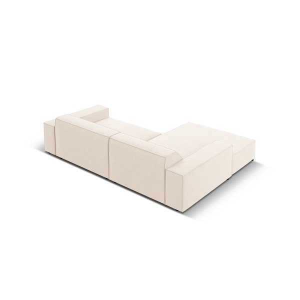 Kreminės spalvos modulinė kampinė sofa iš velveto (su kairiuoju kampu/su gultu) Jodie – Micadoni -image-1