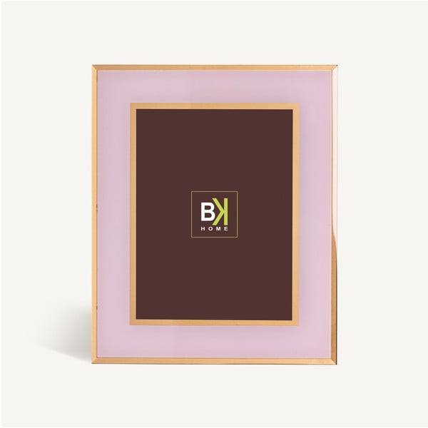 Pastatomas/pakabinamas rėmas iš stiklo rožinės spalvos/auksinės spalvos 27x32 cm – Burkina