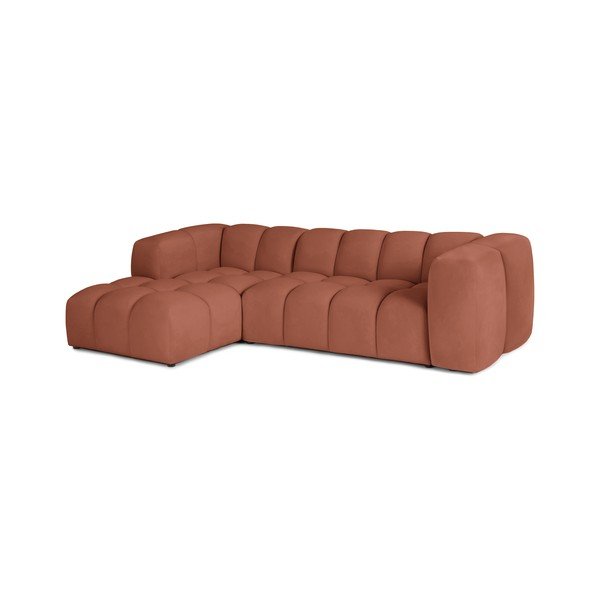Terakotos spalvos iš velveto kampinė sofa (su kairiuoju kampu/su gultu) Cube – Bonami Selection-image-2