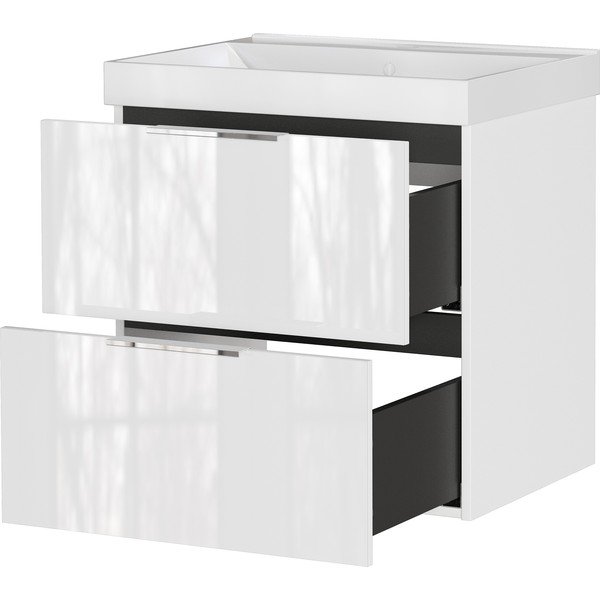 Baltos spalvos blizgus pakabinama spintelė po kriaukle 61x65 cm Celano – Germania-image-4