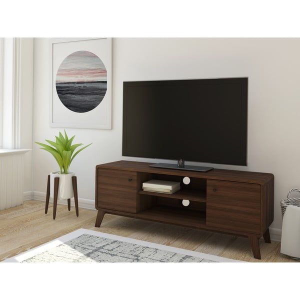 TV spintelė rudos spalvos iš riešutmedžio 140x53 cm Caitlin – Støraa-image-1