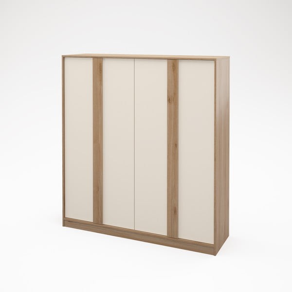 Drabužių spinta kreminės spalvos/natūralios spalvos iš ąžuolo 180x197,5x53 cm Dennis – Marckeric-image-3