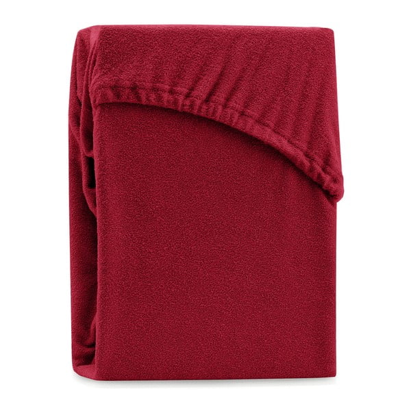 AmeliaHome Ruby Siesta tamsiai raudona elastinga paklodė dvigulei lovai, 200/220 x 200 cm