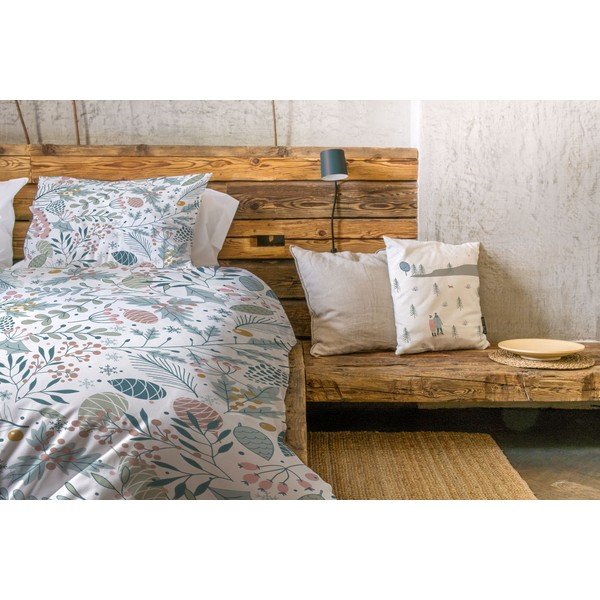 Viengulė patalynė baltos spalvos/mėlynos spalvos iš satino medvilnės 140x200 cm Pastel Christmas – Butter Kings-image-1