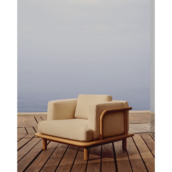 Smėlio spalvos/natūralios spalvos medžio masyvo sodo krėslas Turqueta – Kave Home-image-1