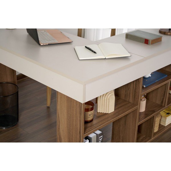 Rašomasis stalas iš riešutmedžio 120x130 cm Vesper – Kalune Design-image-4