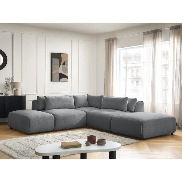 Tamsiai pilkos spalvos reguliuojama modulinė kampinė sofa Jana – Bobochic Paris-image-2