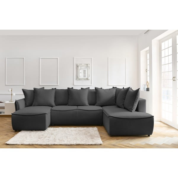 Sulankstoma kampinė sofa tamsiai pilkos spalvos (su dešiniuoju kampu) Leon – Bobochic Paris-image-1