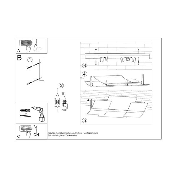 Lubinis šviestuvas baltos spalvos 53x61 cm su stiklo gaubtu Marett – Sollux-image-2