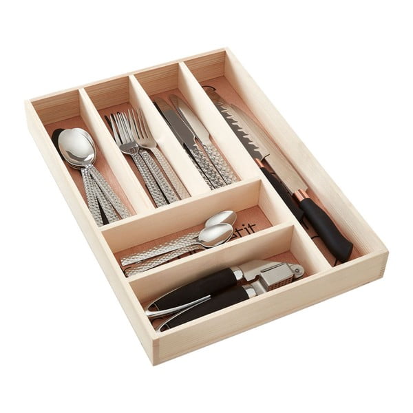 Natūralios spalvos iš medienos stalo įrankių padėklas 30 x 42 cm Bessan – Premier Housewares-image-1