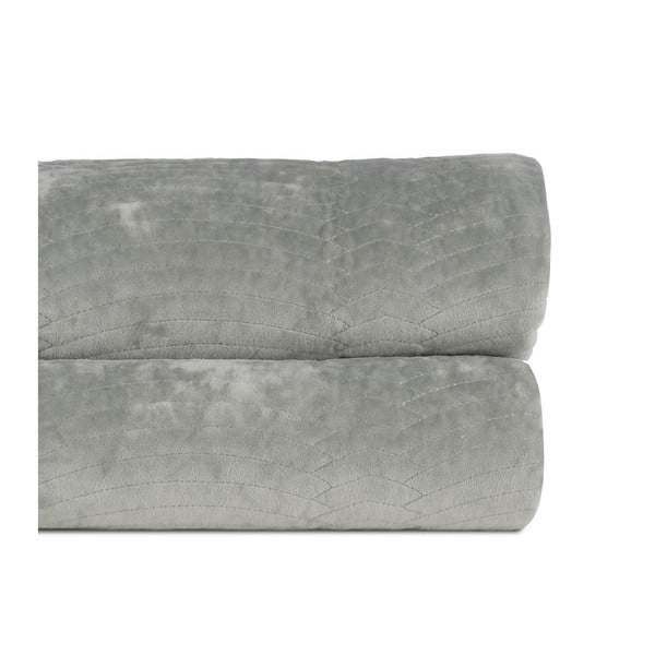 Pilkai žalios spalvos iš velveto dygsniuota lovatiesė 180x260 cm – Ixia