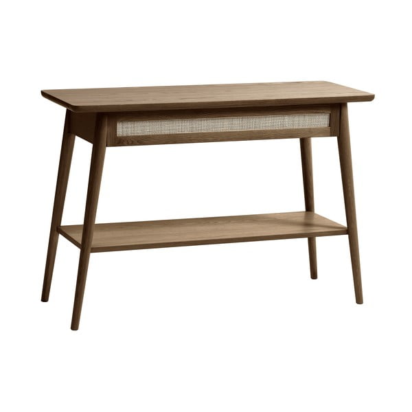 Konsolinis staliukas rudos spalvos su ąžuolo dekoro stalviršiu 40x110 cm Barrali – Unique Furniture-image-2