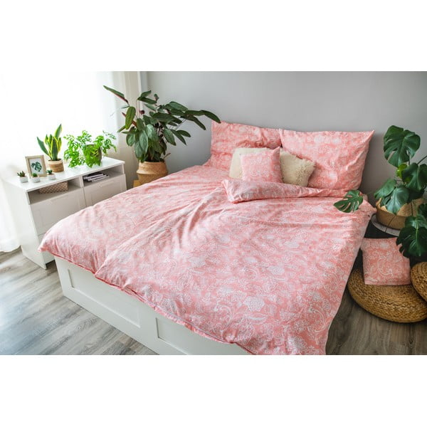 Rausva medvilninė patalynė viengulė lovai 140x200 cm LP Dita Pink Blossom - Cotton House