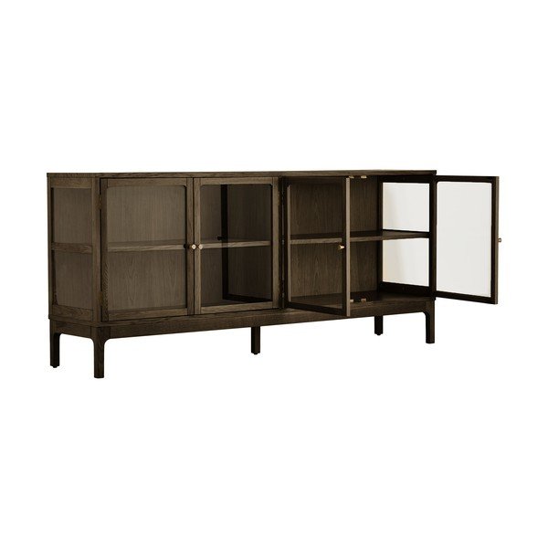 Tamsiai rudos spalvos vitrina iš ąžuolo 180x80x40 cm Zamora – House Nordic-image-3