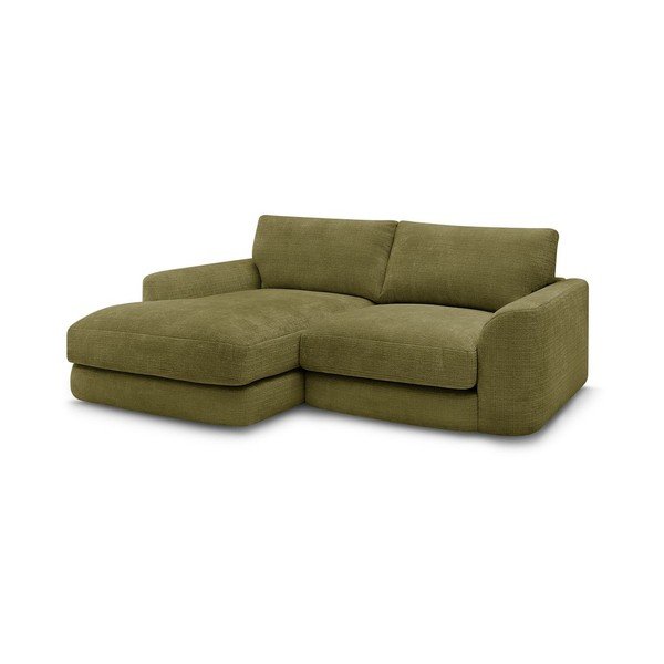 Khaki spalvos kampinė sofa iš šenilinio audinio (su kairiuoju kampu/su gultu) Leonore – Bobochic Paris