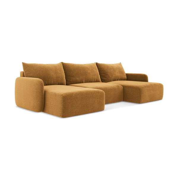 Oranžinės spalvos sulankstoma/su sandėliavimo vieta kampinė sofa Kalena – Makamii-image-2
