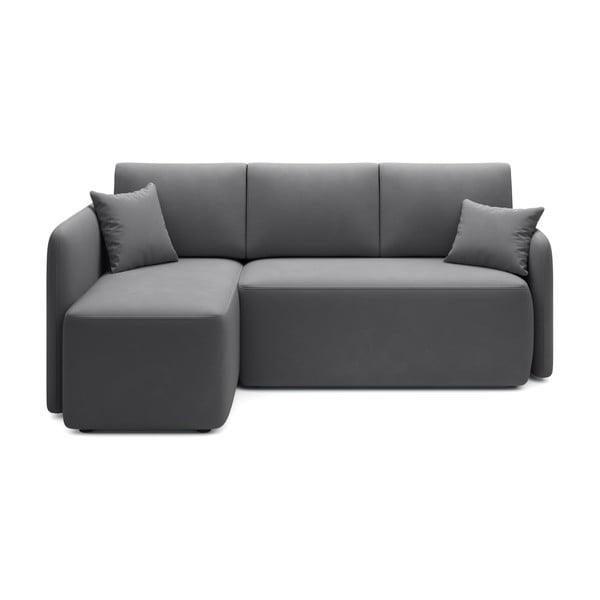 Taupe spalvos iš velveto sulankstoma/su sandėliavimo vieta kampinė sofa (su kairiuoju kampu/su gultu) Hadson – ELTAP