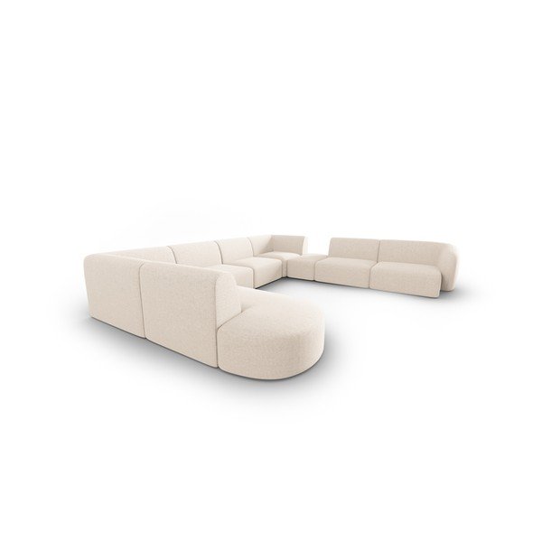Smėlio spalvos iš šenilinio audinio kampinė sofa (su dešiniuoju kampu/„U“ formos) Paolo – Milo Casa-image-2