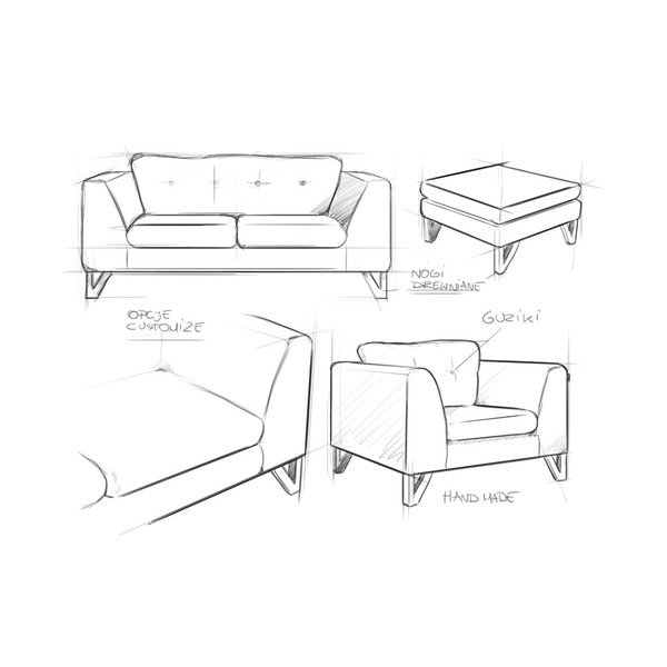 Juodai balta trivietė sofa Custom Form Houndstooth-image-3