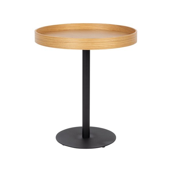 Apvalios formos šoninis stalas su ąžuolo dekoro stalviršiu ø 40 cm Yuri S – White Label