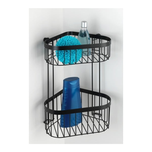 Juoda dviejų pakopų kampinė lentyna su krepšeliais Wenko Classic Plus-image-4